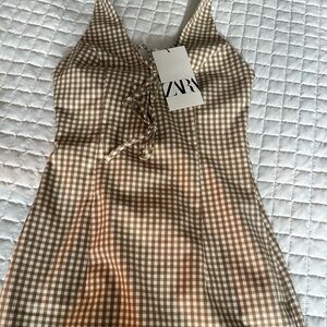 Zara gingham brown halter back